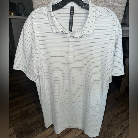 Lululemon Men's Logo Sport Polo Stripe Size Large - Picture 1 of 6